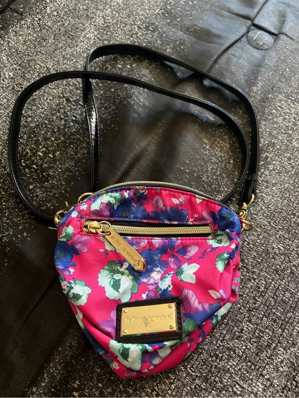 Betsey Johnson Floral Mini Crossbody Bag Pink Blue Clutch